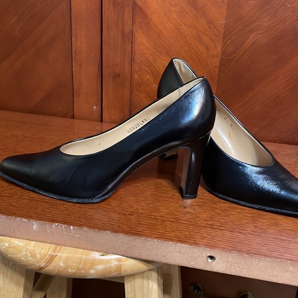 Vintage Sesto Meucci classic black leather semi chunky heel - Picture 3 of 8